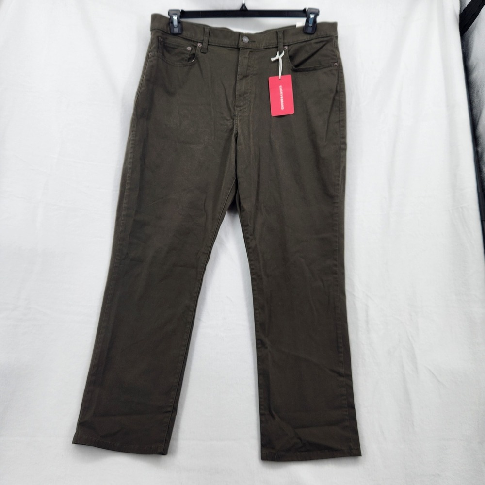 Lucky Brand NWT Mens 38X30 410 Athletic Straight‎ Pants Olive Green Adv. Stretch